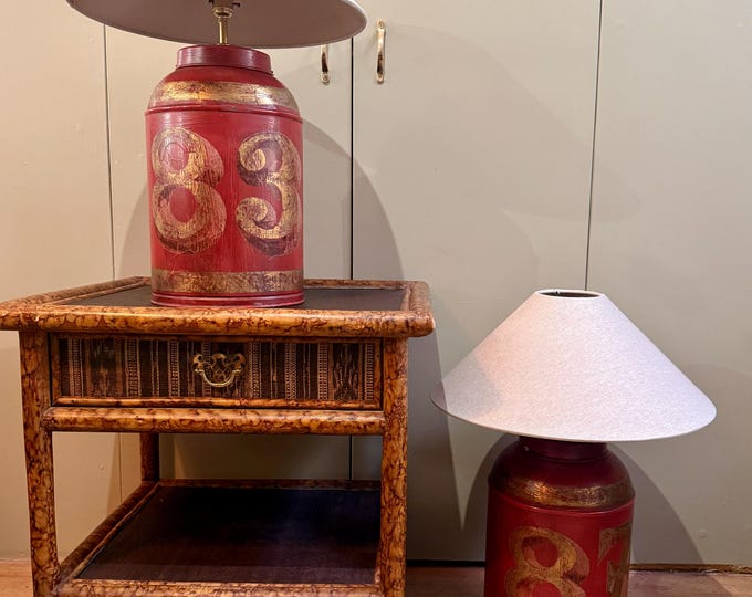 A pair of rare 19th Century American Toleware Tea Caddy Lamps