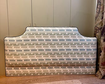 Bespoke upholstered floor-standing headboard in your own fabric with optional piping, in a range of shapes and sizes