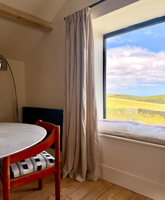 100% Linen curtains, medium weight, fully interlined and made to order