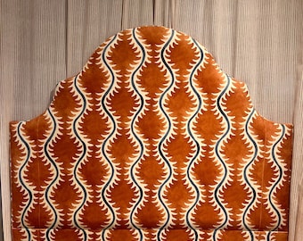 Bespoke Linwood Helter Skelter velvet headboard with or without piping in a range of shapes and colours