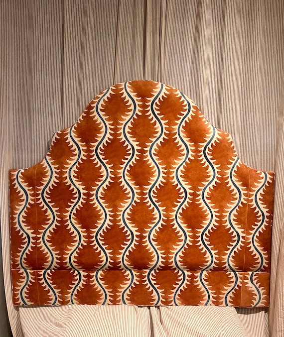 Bespoke Linwood Helter Skelter velvet headboard with or without piping in a range of shapes and colours