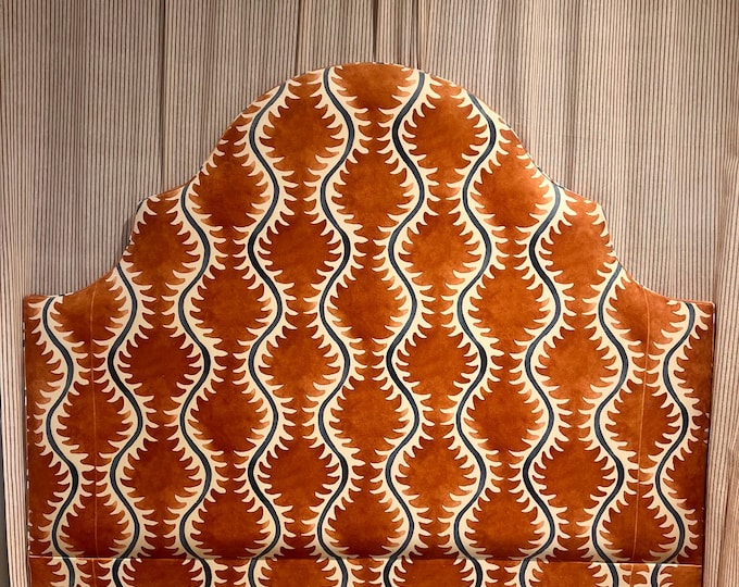 Bespoke Linwood Helter Skelter velvet headboard with or without piping in a range of shapes and colours