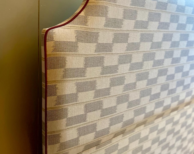 Bespoke upholstered headboard in choice of premium Andrew Martin fabrics and various designs and bed sizes