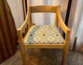 Vico Magistretti Carimate chair c1960s, upholstered in striking Studio Ashby Afua