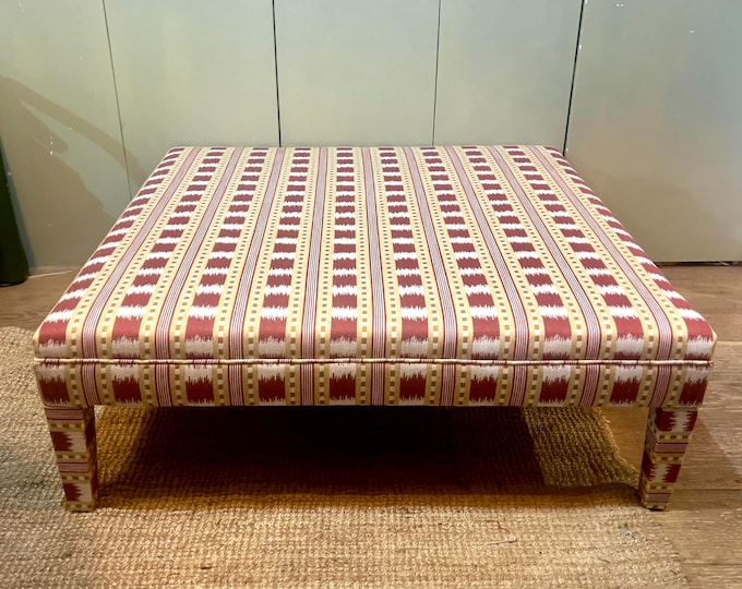 Bespoke footstool ottoman fully upholstered in James Hare, Christopher Farr, Studio Ashby or similar