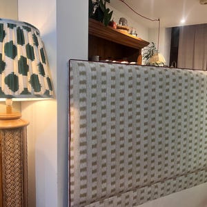 Ikat Stripe Linen Headboard with Piping and 12 shapes to choose from