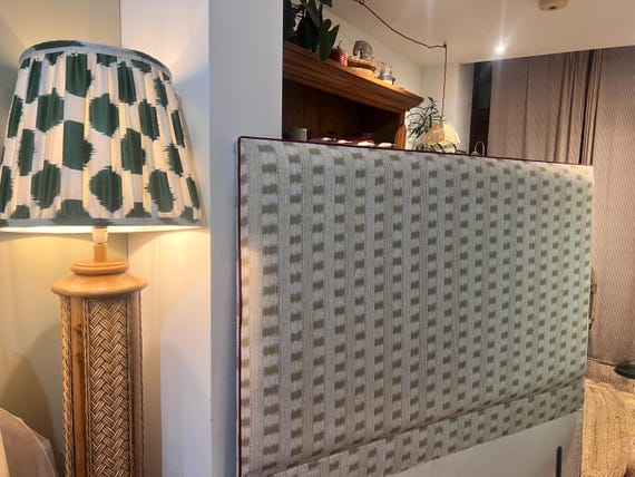 Ikat Stripe Linen Headboard with Piping and 12 shapes to choose from