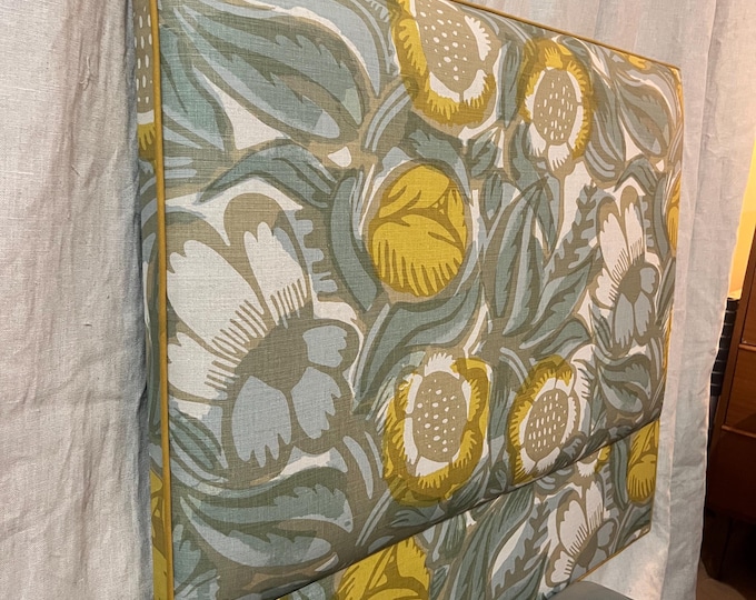 Bespoke upholstered floor-standing headboard in your own fabric with optional piping, in a range of shapes and sizes