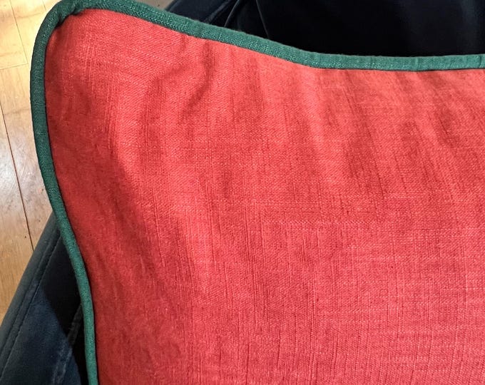 Handmade 100% pure linen cushions with piping and available own a variety of colours