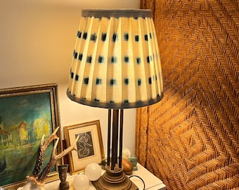 Traditional handmade,  block printed Ikat lamp shades, pleated or ruched in various sizes