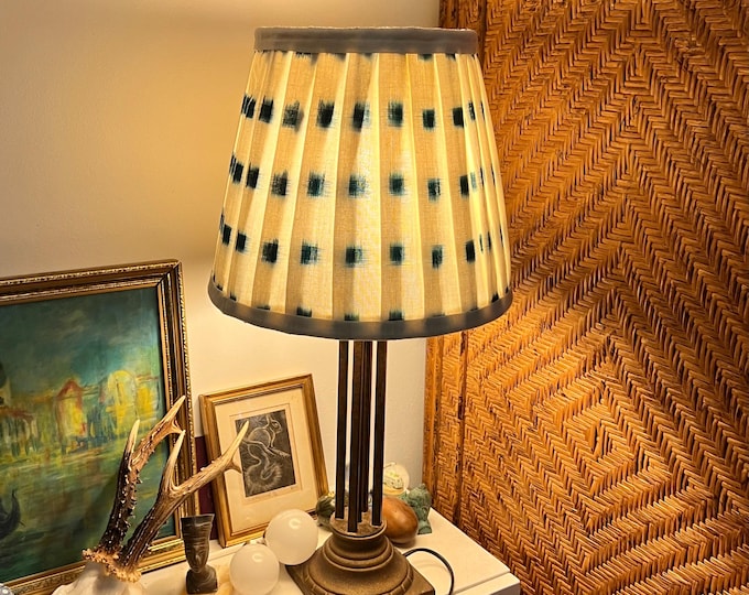 Traditional handmade,  block printed Ikat lamp shades, pleated or ruched in various sizes