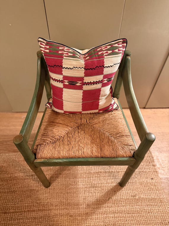 Handmade piped cushions in Christopher Farr Cloth Chubby Check by Kit Kemp