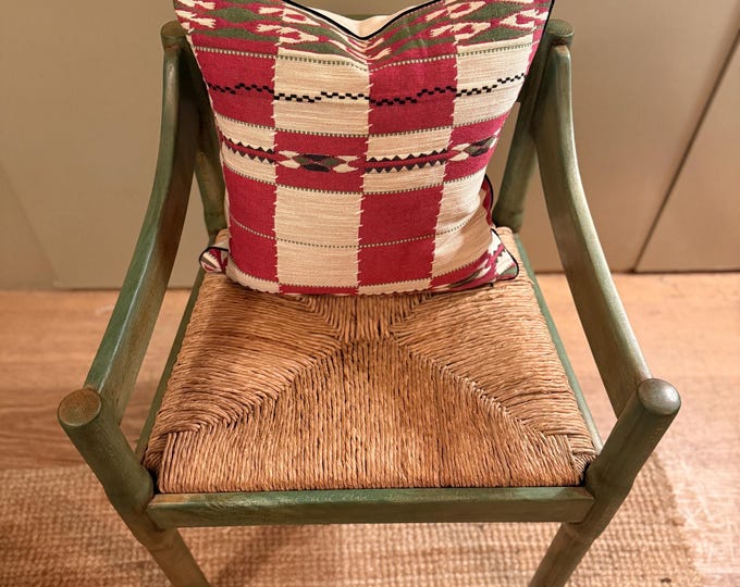 Handmade piped cushions in Christopher Farr Cloth Chubby Check by Kit Kemp