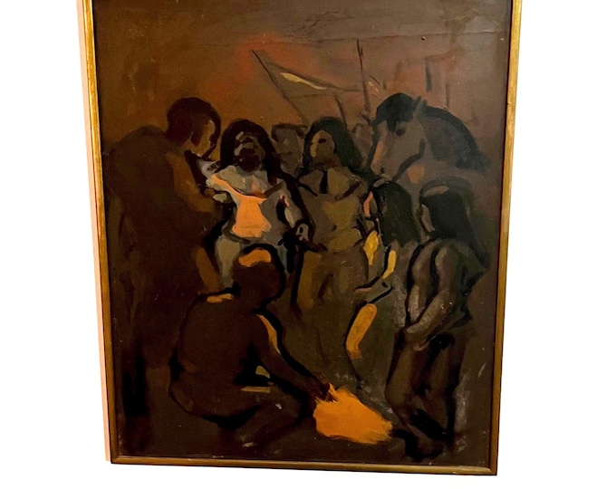 Large abstract oil painting, signed ZL and dated in a gold frame