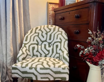 Sillón antiguo Napoleón III, tapizado a medida, Rapture and Wright, Kit Kemp, Studio Ashby, etc.