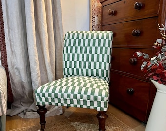 Silla antigua estilo Napoleón III con tapizado personalizado