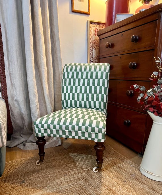 Antique Napoleon III Slipper Chair, Custom Upholstery