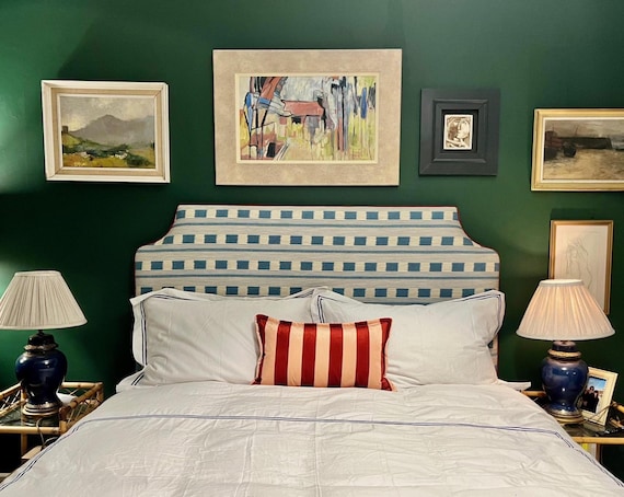 Bespoke upholstered headboard in Christopher Farr Cloth, choice of design and bed size