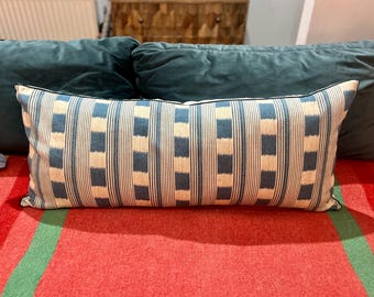 Large piped lumbar cushions in Christopher Farr Cloth Lost and Found by Kit Kemp