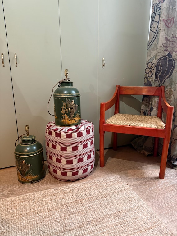 Striking pair of Antique style Chinoiserie Tea Caddy Lamps