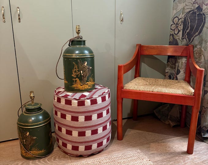 Striking pair of Antique style Chinoiserie Tea Caddy Lamps