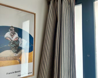 Ticking stripe thermal door curtain fully interlined in a range of colours and sizes