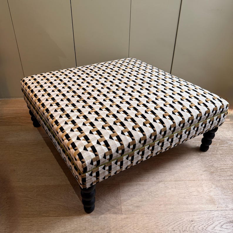 Bespoke Velvet Ottoman Footstool: Kirkby Design, Geometric Print - Etsy