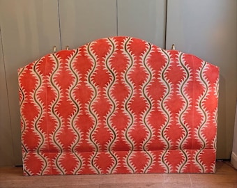 Bespoke upholstered floor-standing headboard in your own fabric with optional piping, in a range of shapes and sizes