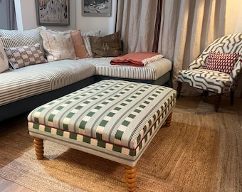 Bespoke Christopher Farr Cloth Ottoman in Lost and Found fabric by Kit Kemp