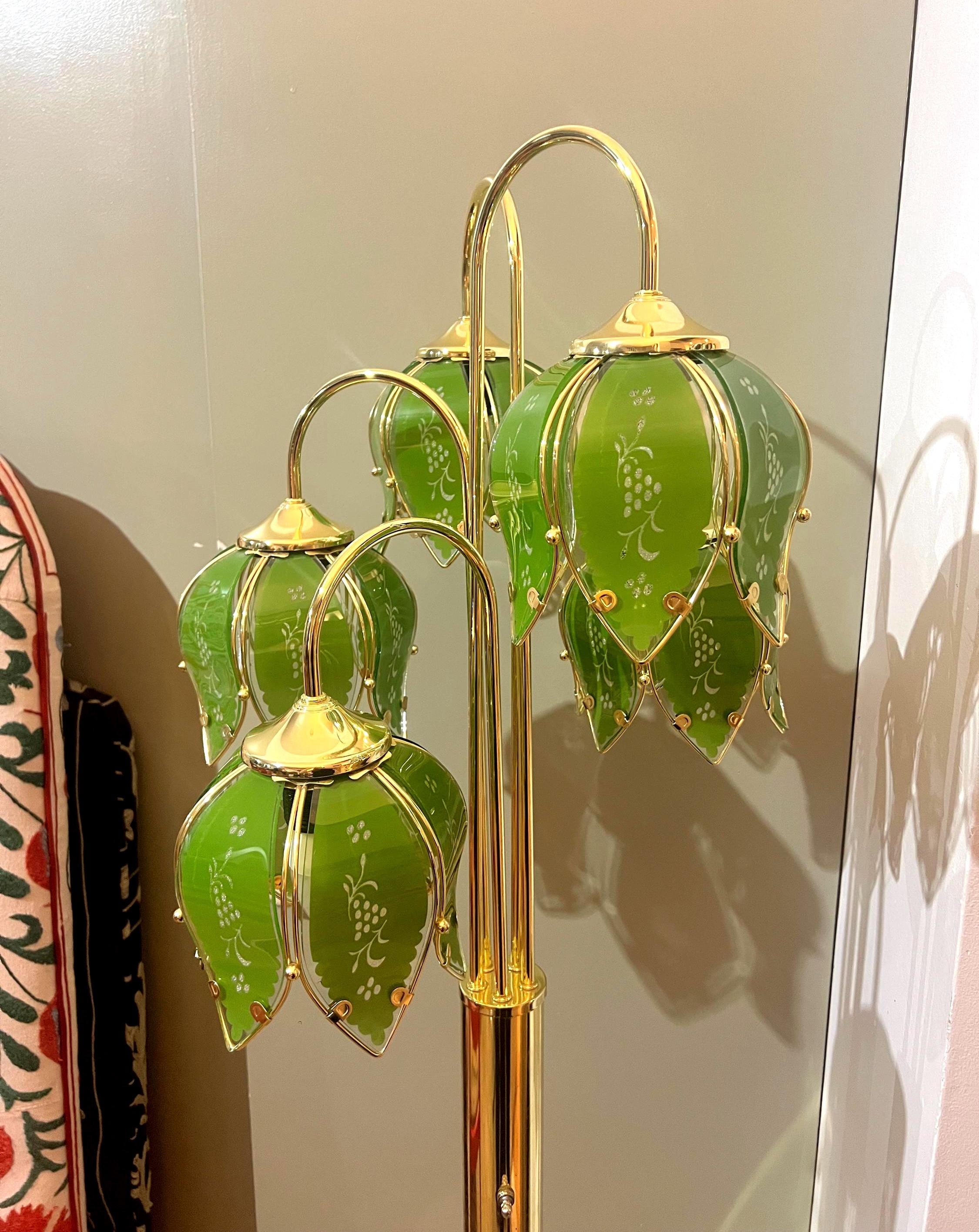 Vintage Hollywood Regency Style Floor Standing 5 Stem Lotus Lamp