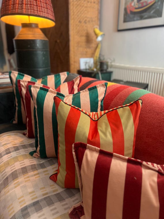 Colours Of Arley Striped Cushion: Handmade Designer Pillow, Custom Colors