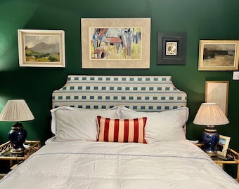 Bespoke upholstered headboard in Christopher Farr Cloth, choice of design and bed size