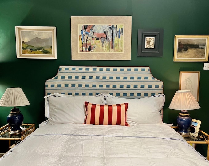 Bespoke upholstered headboard in Christopher Farr Cloth, choice of design and bed size