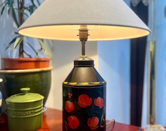 Rare 19th century Tea Canister lamp, hand painted