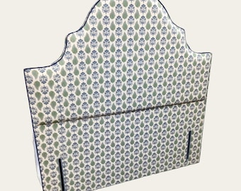 Bespoke upholstered floor-standing piped headboard, in a choice of fabrics, shapes and bed sizes.