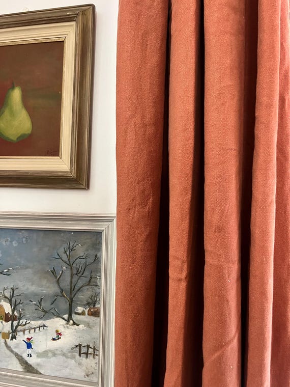 Handmade Heavy Weight Linen Curtains, Thermal Interlined, Pencil Pleat