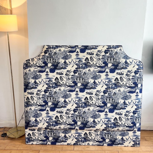 Bespoke Upholstered Headboard, all Beata Heuman Fabrics, Custom Bed Size available