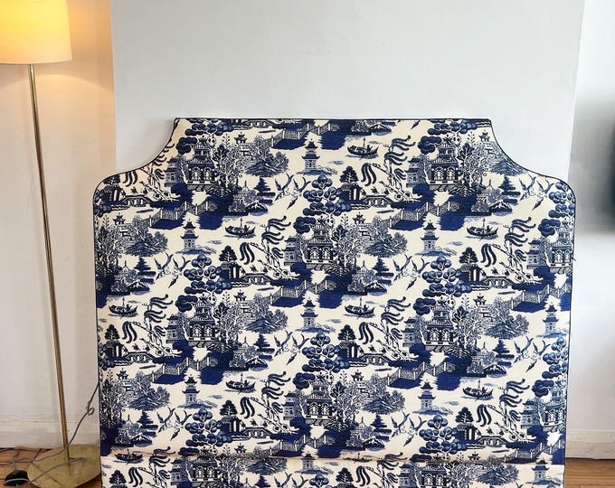 Bespoke upholstered headboard in a premium Beata Heuman fabric, choice of design and bed size