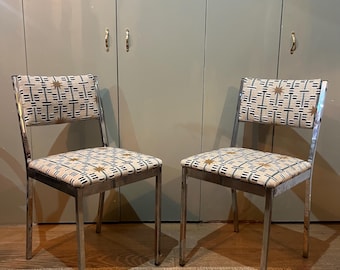 Set of four 1970s chrome dining chairs in Studio Ashby Afua in Walnut