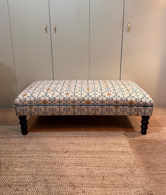 Studio Ashby Ottoman Footstool, Piped, choice of turned Legs and bespoke sizes available