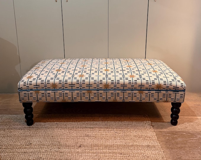Bespoke Studio Ashby Ottoman Footstool, Piped, choice of Beech Legs