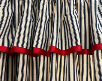 Ticking stripe flop curtain, fully lined, in a range of colours and sizes