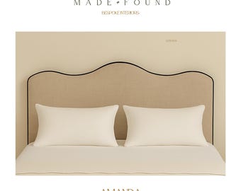 Bespoke 100% Linen Headboard in a range of colours and Contrasting Piping