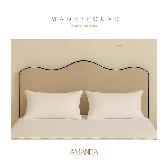 Bespoke 100% Linen Headboard in a range of colours and Contrasting Piping