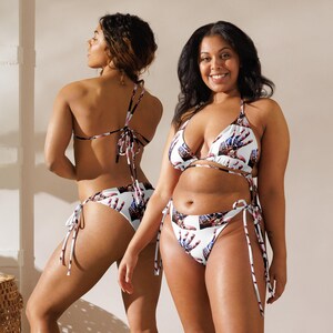 Hand print All-over print recycled string bikini