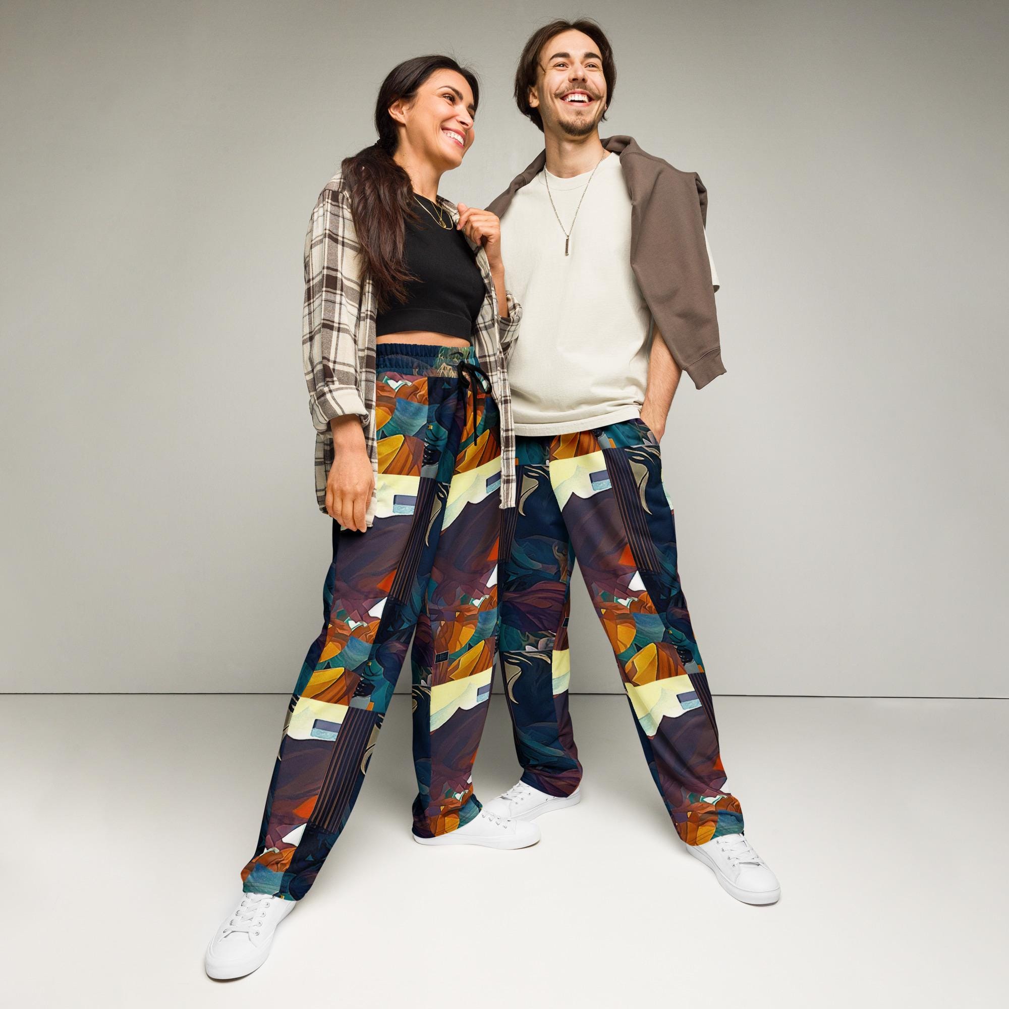 Doodle graffiti print wide leg jogger hotsell