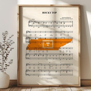 Rocky Top Song Art Print, University of Tennessee Song Gift, Graduation Gift, Tennessee Vols , Student and Alumni Gifts, Instant Download