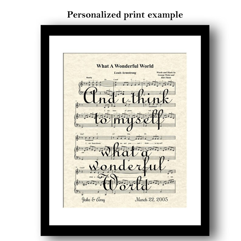 What A Wonderful World Song Lyric Art Print Custom Etsy