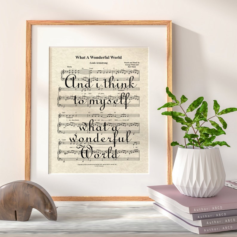 What A Wonderful World Song Lyric Art Print Custom Etsy