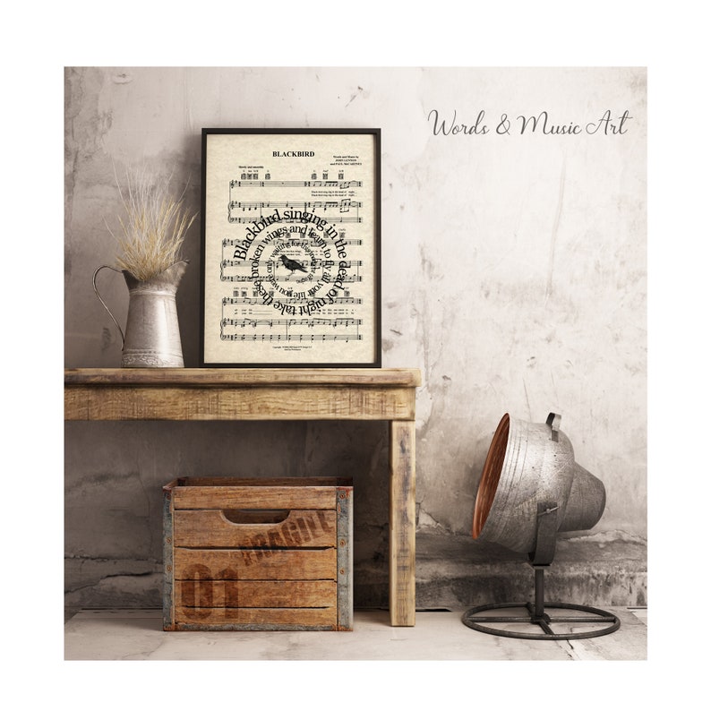 Blackbird Song Art Print Unframed Art Sheet Music Art